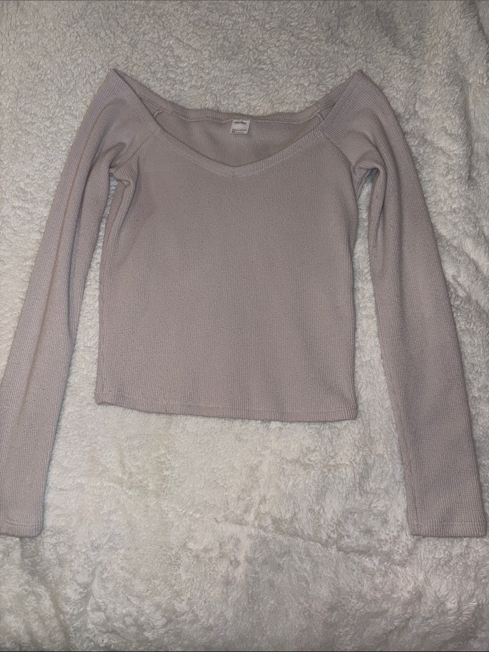 Hollister Light Mauve Cropped Long-Sleeve Top